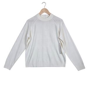 Mercer Street Studio Pullover Sweater sz L Ivory Soft White Neutral Back Zip